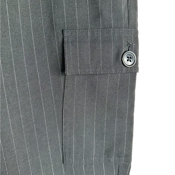 Polo Jeans Co Ralph Lauren Wool Blend Pinstripe Y2K Cargo Pants black size 10 - Picture 8 of 10